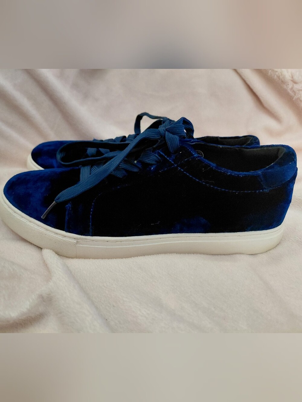 Kenneth Cole Reaction Royal Blue Velvet Lace-Up Sneakers - Picture 2 of 6